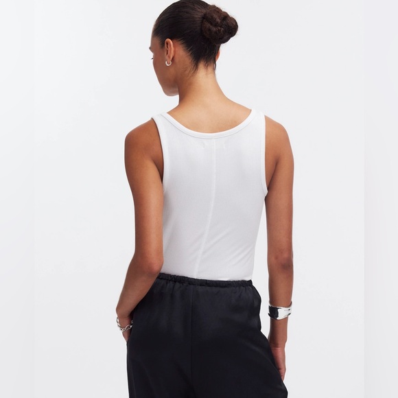 Madewell Drapey Tank Top Ribbed White M (6-8) NWT Modal Blend - Picture 4 of 10